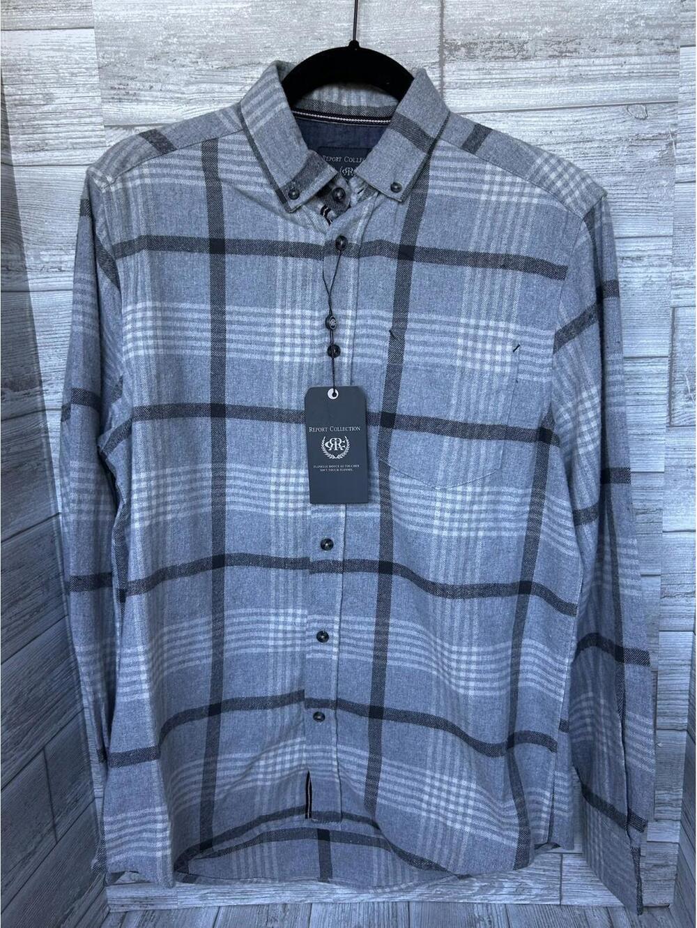 Report Collection Men’s Soft Touch Flannel Shirt Size Small Grey Plaid NWT